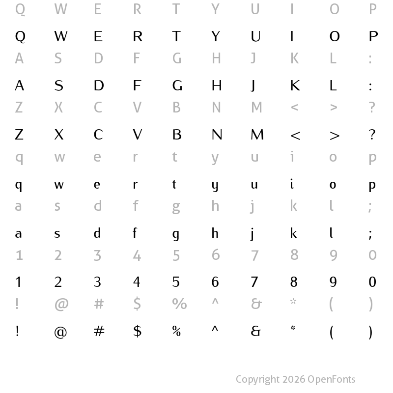 Character Map of Iwona Medium Regular