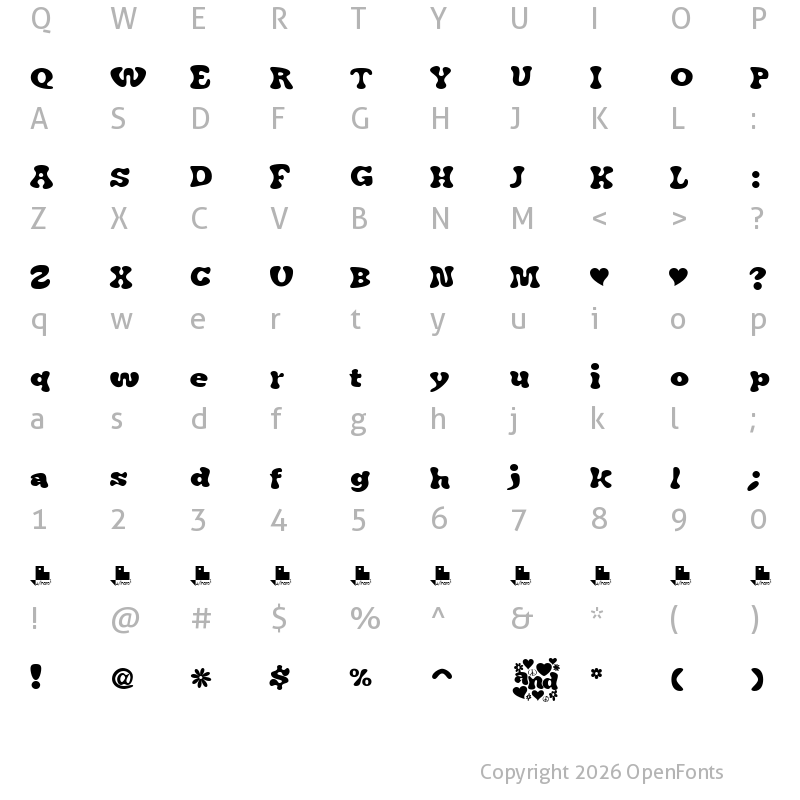 Character Map of J. Airplane swash Regular