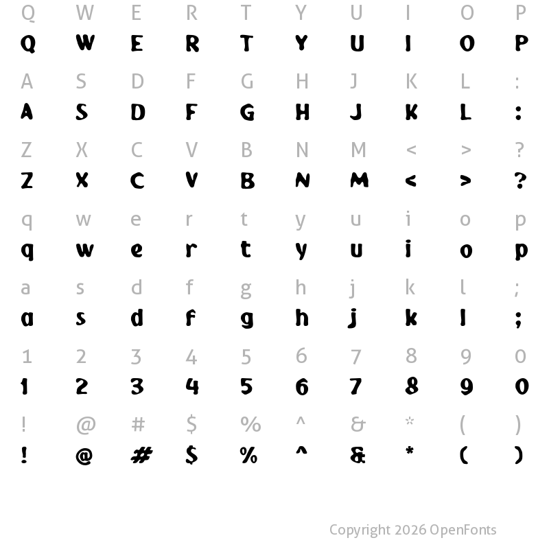 Character Map of j Jamkos Regular