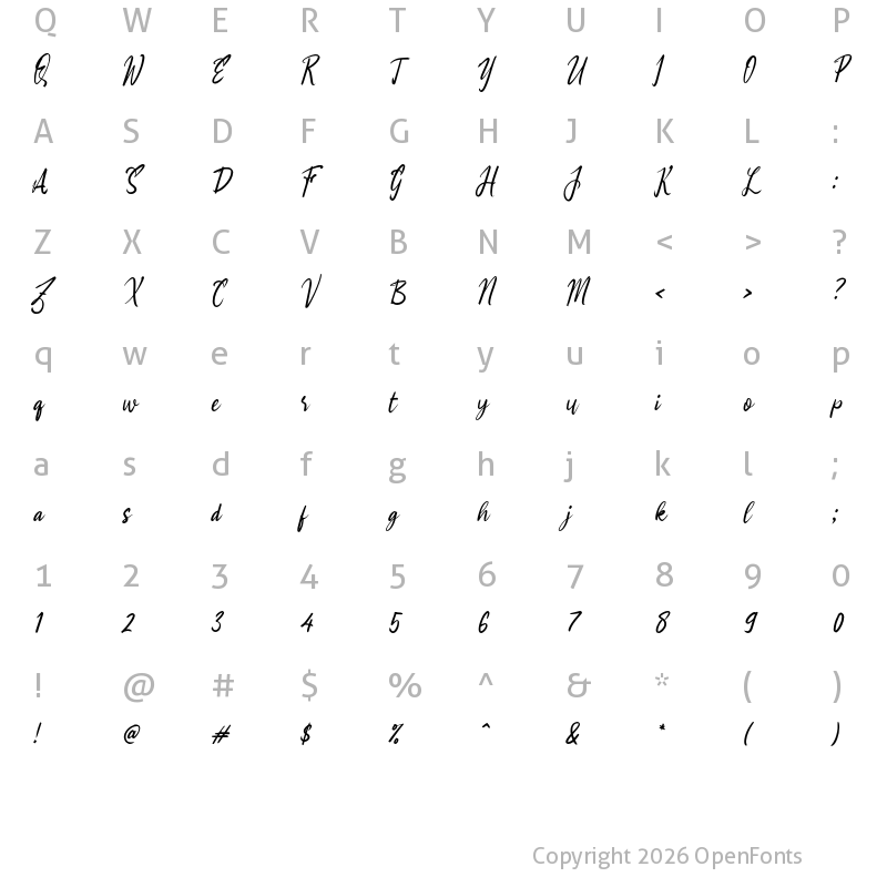 Character Map of j Janji Script