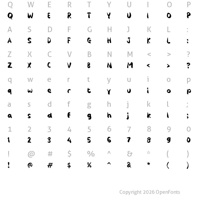 Character Map of j Jansiro Regular