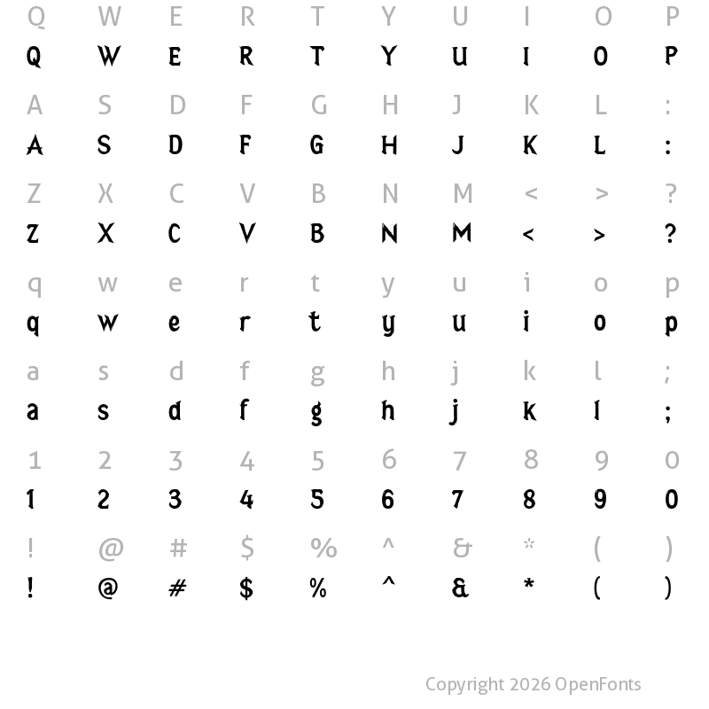 Character Map of j Juvanze Regular