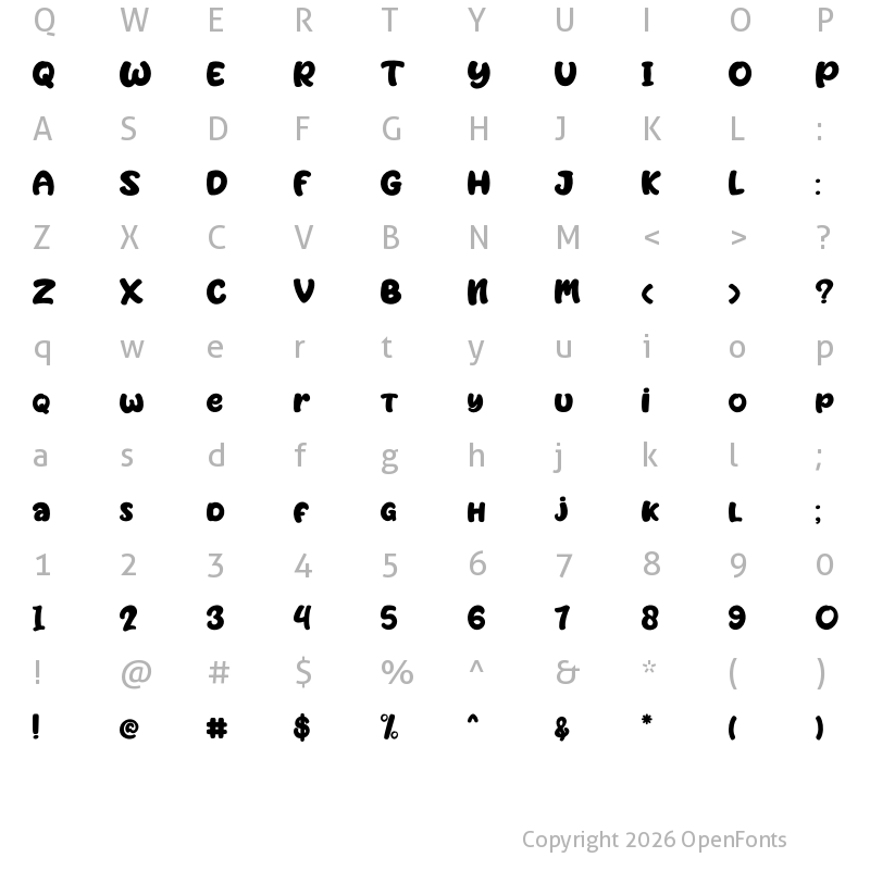Character Map of Jackdean Regular
