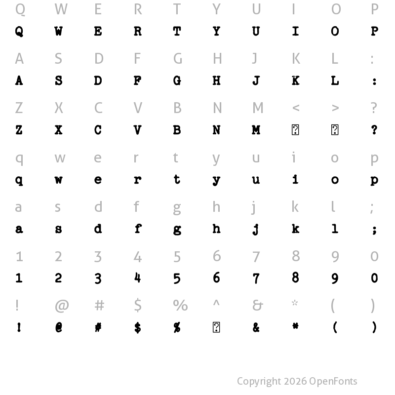 Character Map of Jackwrite Bold