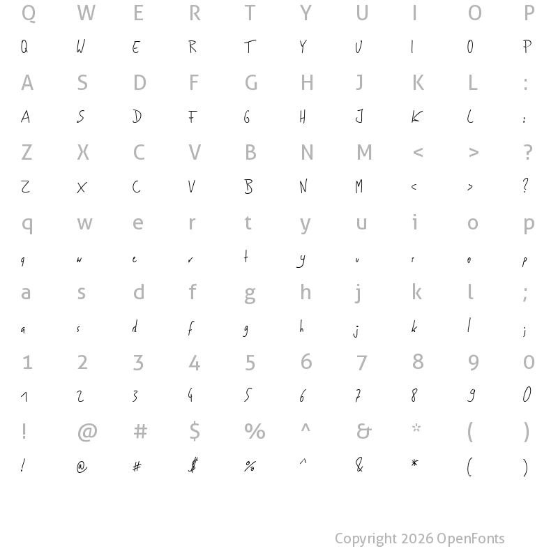 Character Map of Jakobs Handwriting 2 Regular