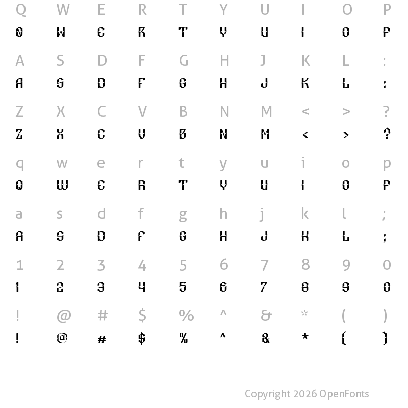 Character Map of Jalompo Regular