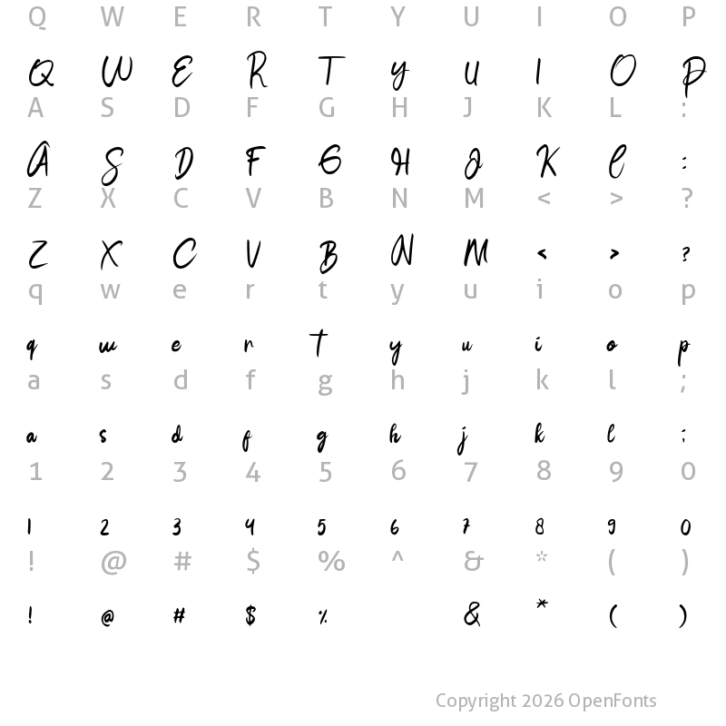 Character Map of Jamita Regular