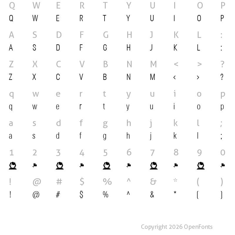 Character Map of Jane Roe Light