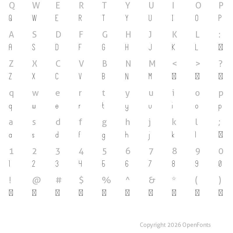 Character Map of JaneDoe Regular
