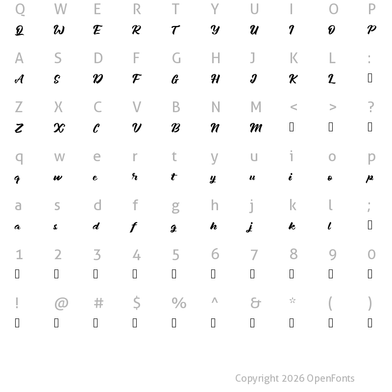 Character Map of Janetalus Regular