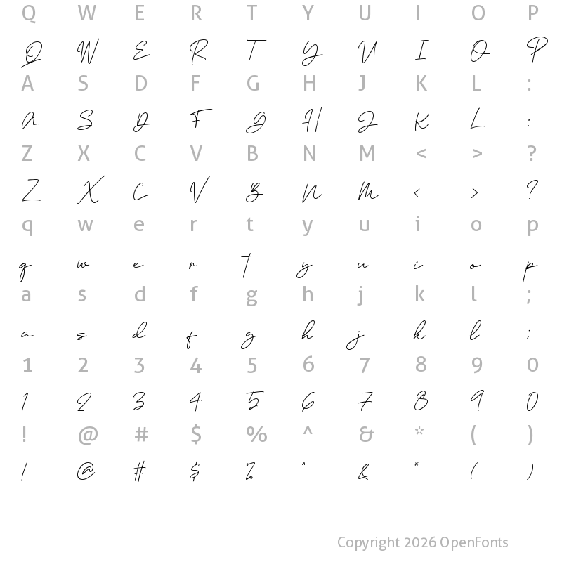 Character Map of Janethville Regular