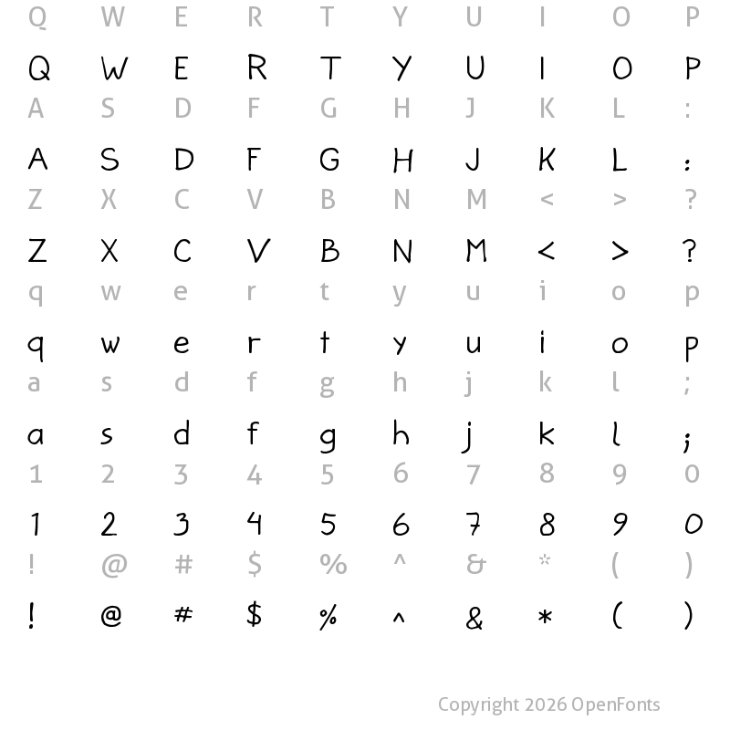 Character Map of Jann Script Regular