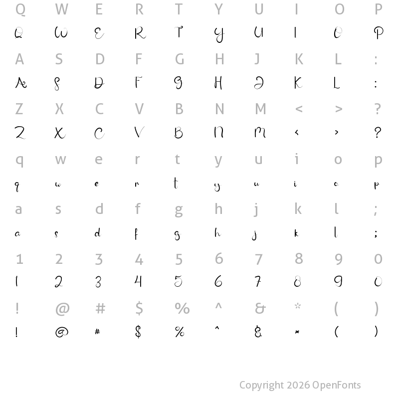Character Map of January Rain Regular