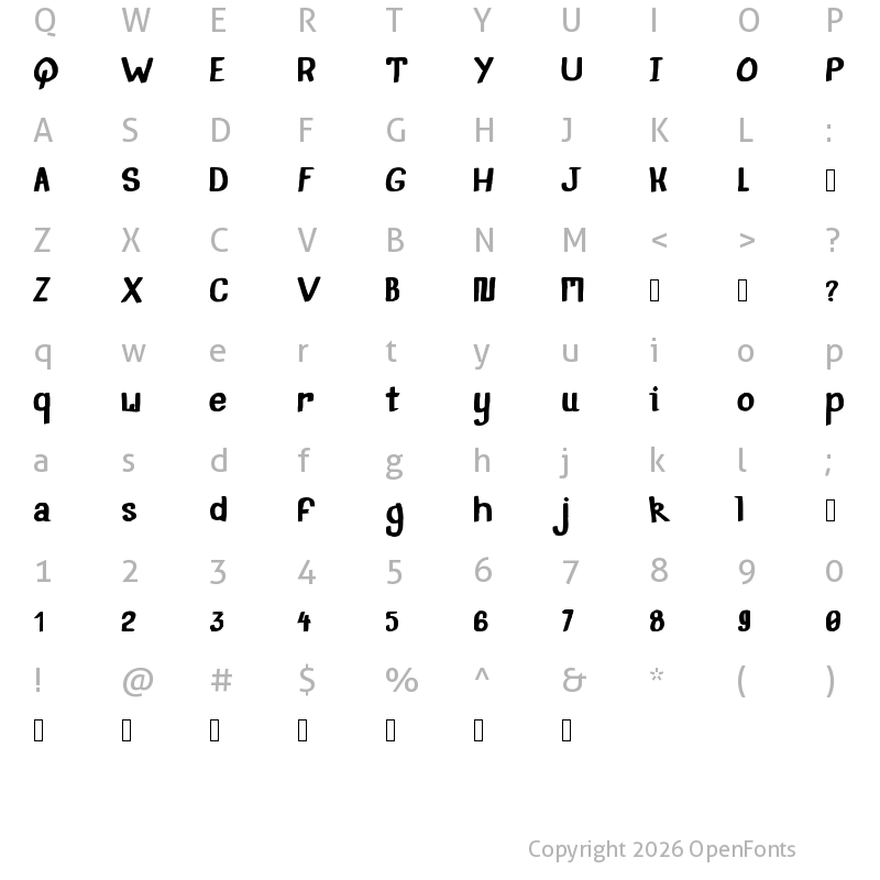 Character Map of January Terual Regular