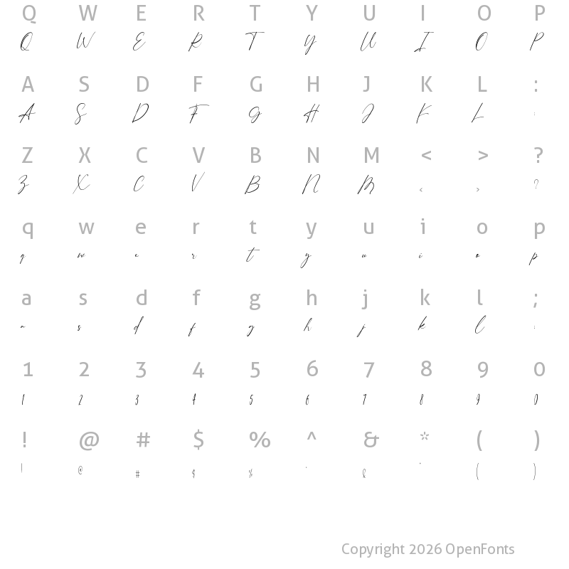 Character Map of JasmineRose Regular
