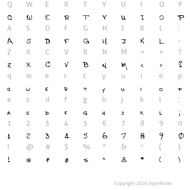 Character Map of JasonsHand Regular