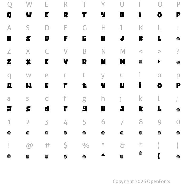 Character Map of Jatiny Personal Use