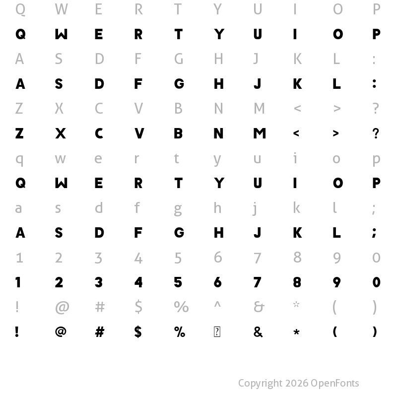 Character Map of JAVATA Regular