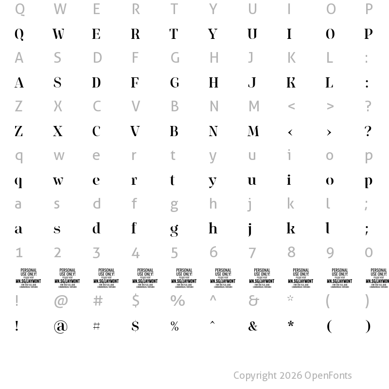 Character Map of Jaymont PERSONAL Medium