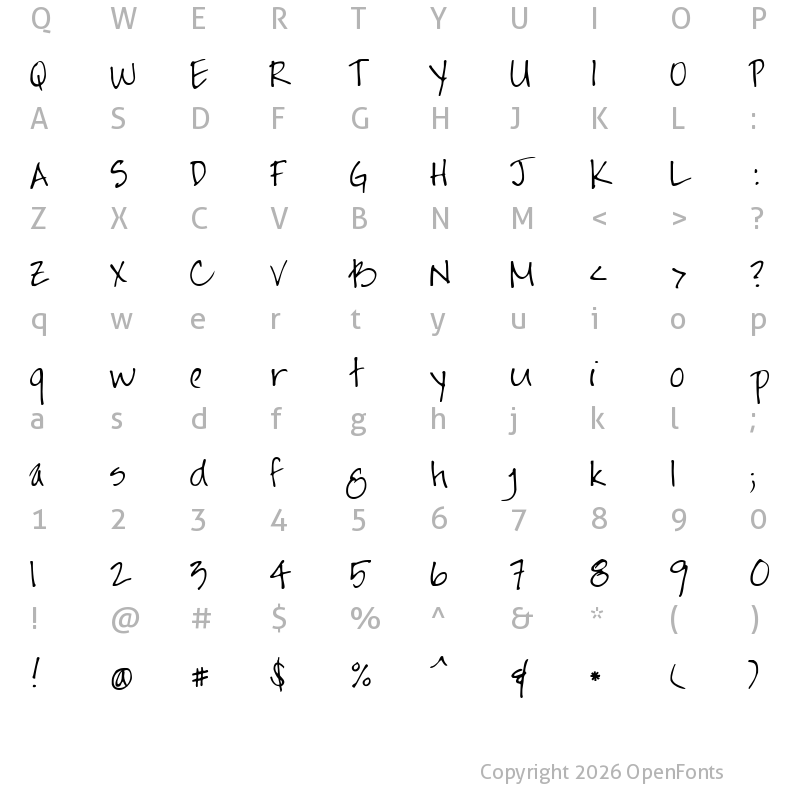 Character Map of Jayne Print YOFF Regular