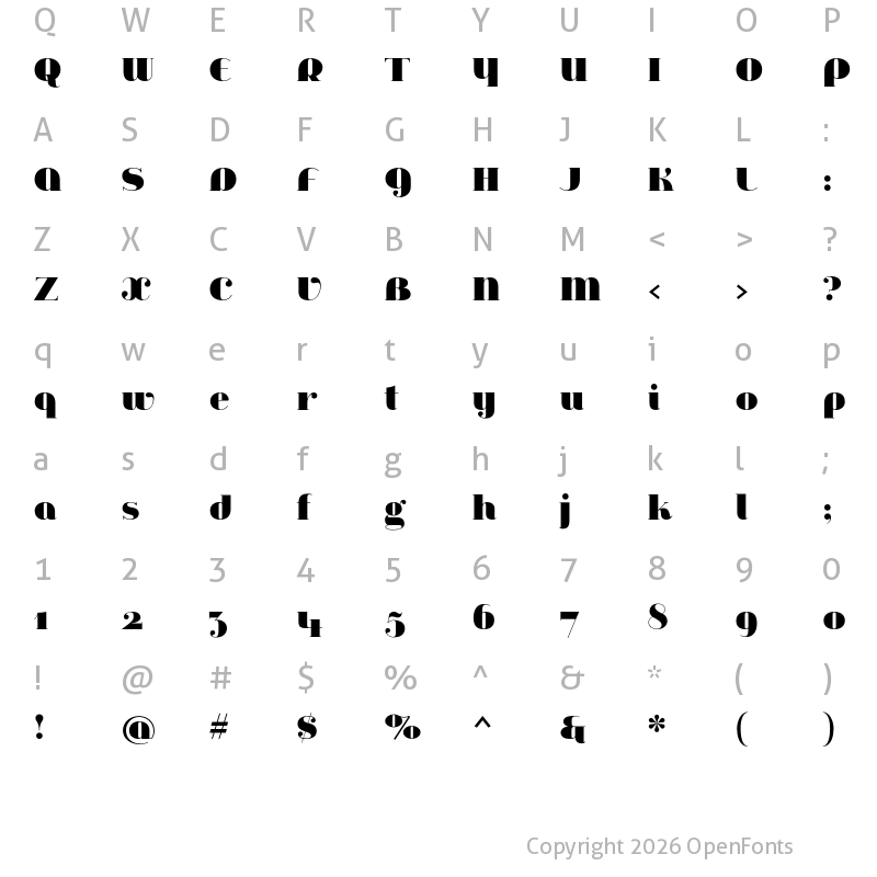 Character Map of Jeanne Moderno OT Ultra
