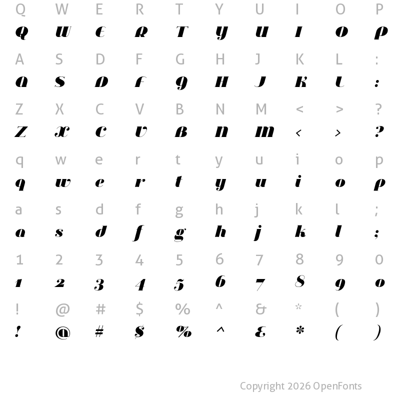 Character Map of Jeanne Moderno OT UltraItalic