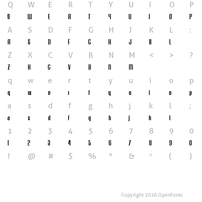 Character Map of JECR Font Regular Regular