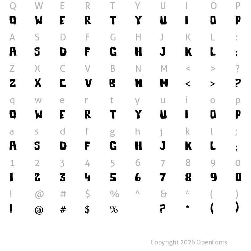 Character Map of Jelek Bold