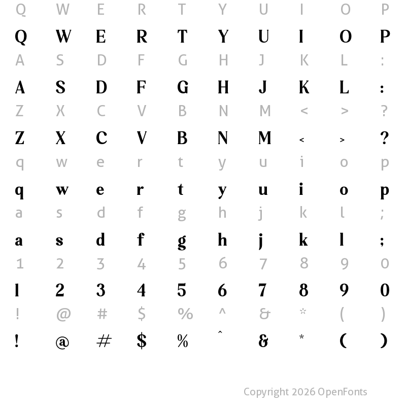 Character Map of Jelibra Regular