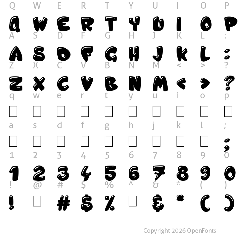Character Map of Jelly Crazies Regular