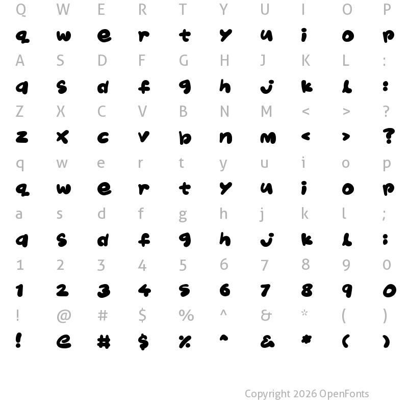 Character Map of Jelly Kids Regular