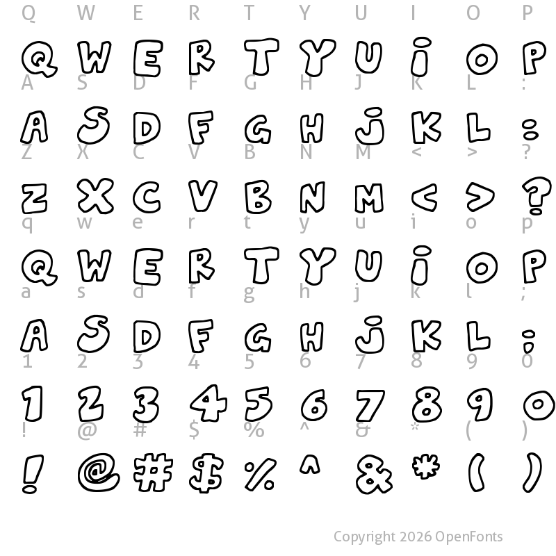 Character Map of Jelly Wobblers Regular