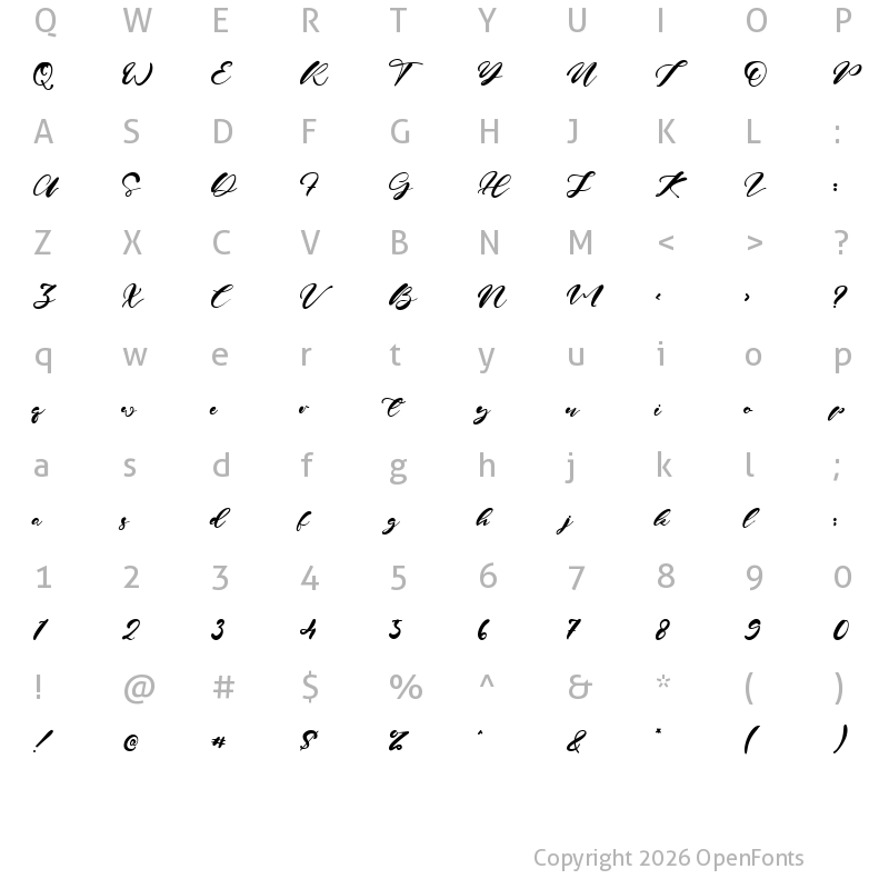 Character Map of Jenny Parker Regular