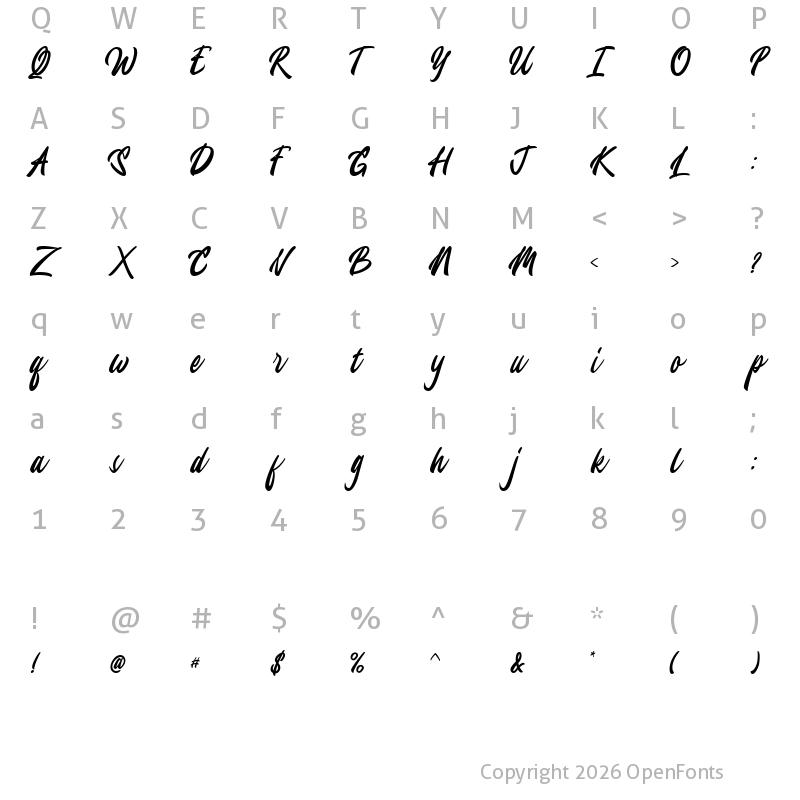 Character Map of Jesselyne Regular