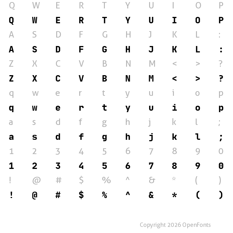 Character Map of JetBrains Mono ExtraBold