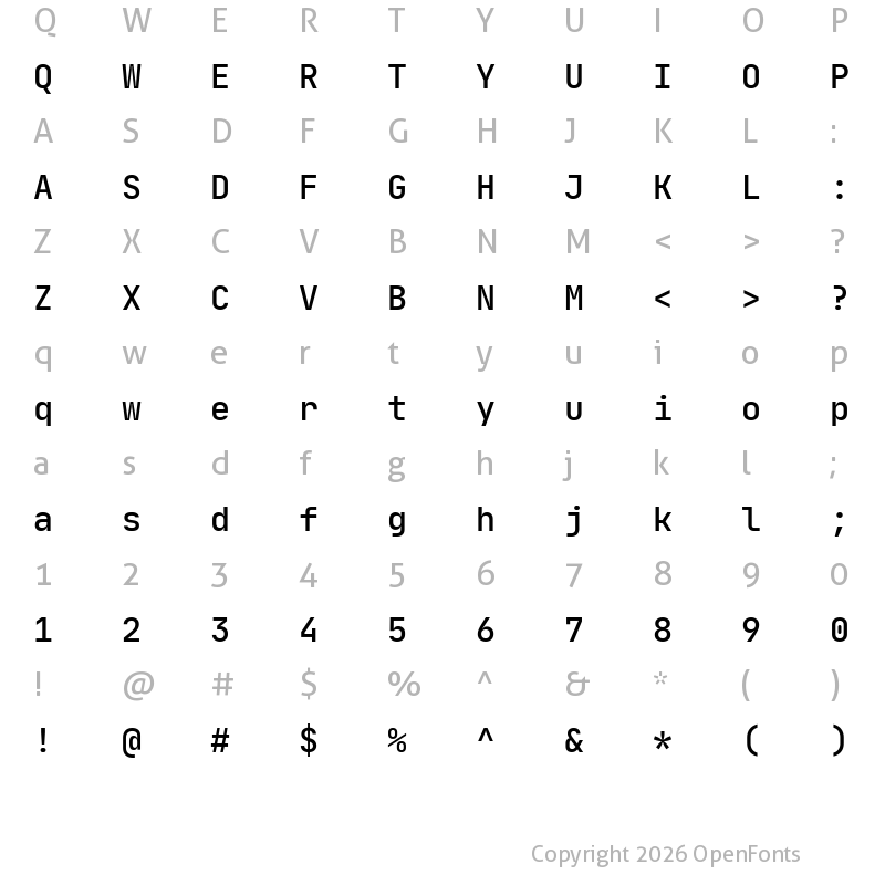 Character Map of JetBrains Mono Medium