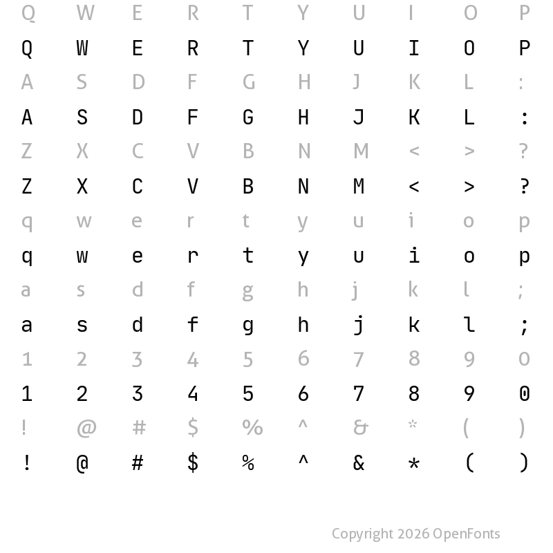 Character Map of JetBrains Mono Regular