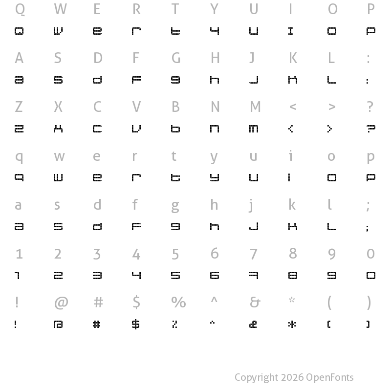 Character Map of jethose  PIXEL Regular