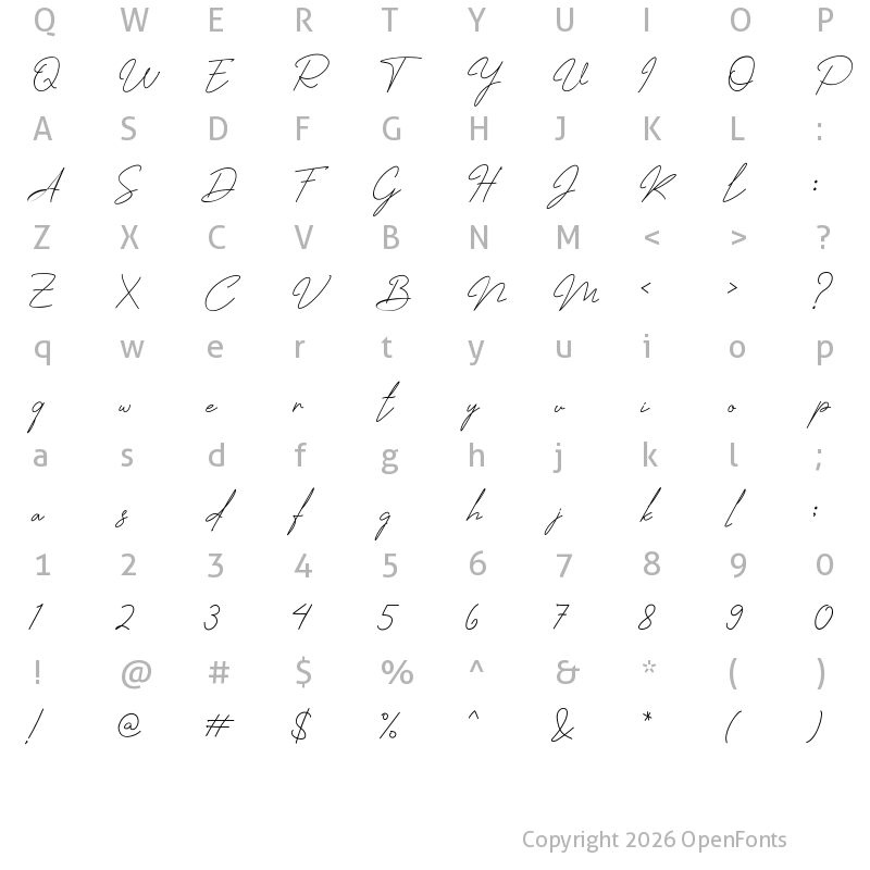 Character Map of Jhenyta Siganture Regular