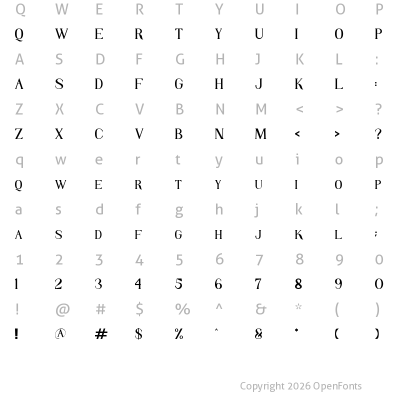 Character Map of JHINBEY Regular