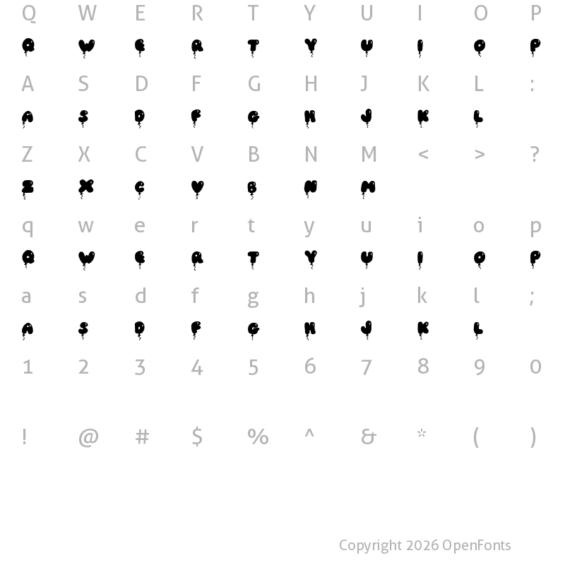 Character Map of JI Solid Balloon Caps JI Solid Balloon Caps