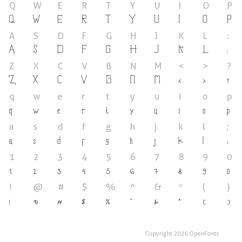 Character Map of Jim Alistair Serif
