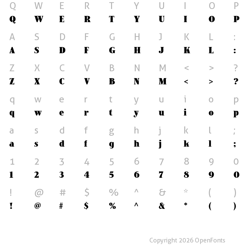 Character Map of Jimbo Std Black Condensed