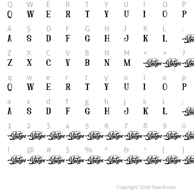 Character Map of Jimmy Chalk Demo Regular