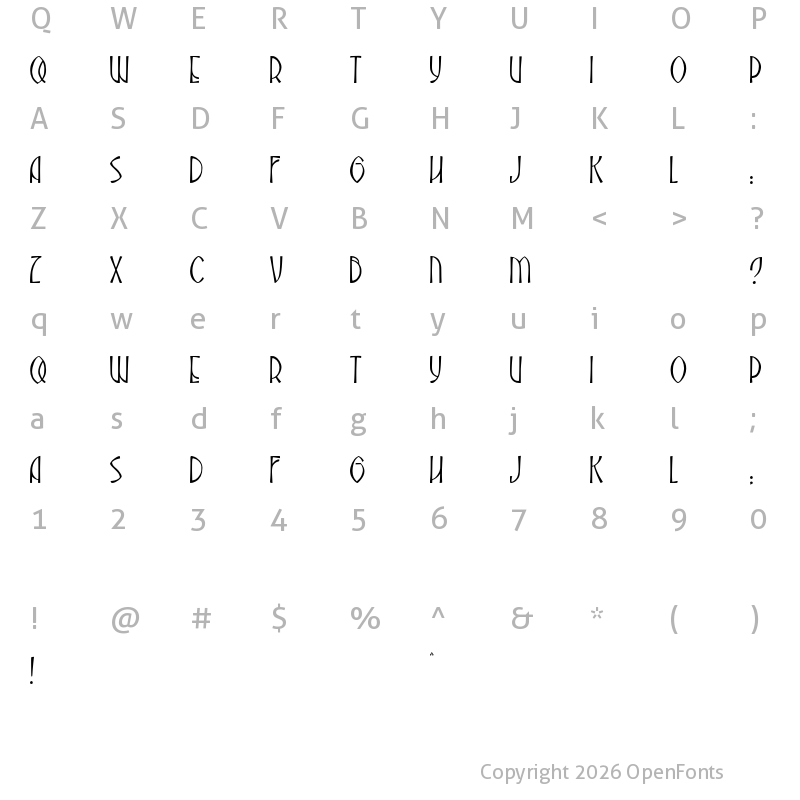 Character Map of JMH Abadesa Regular