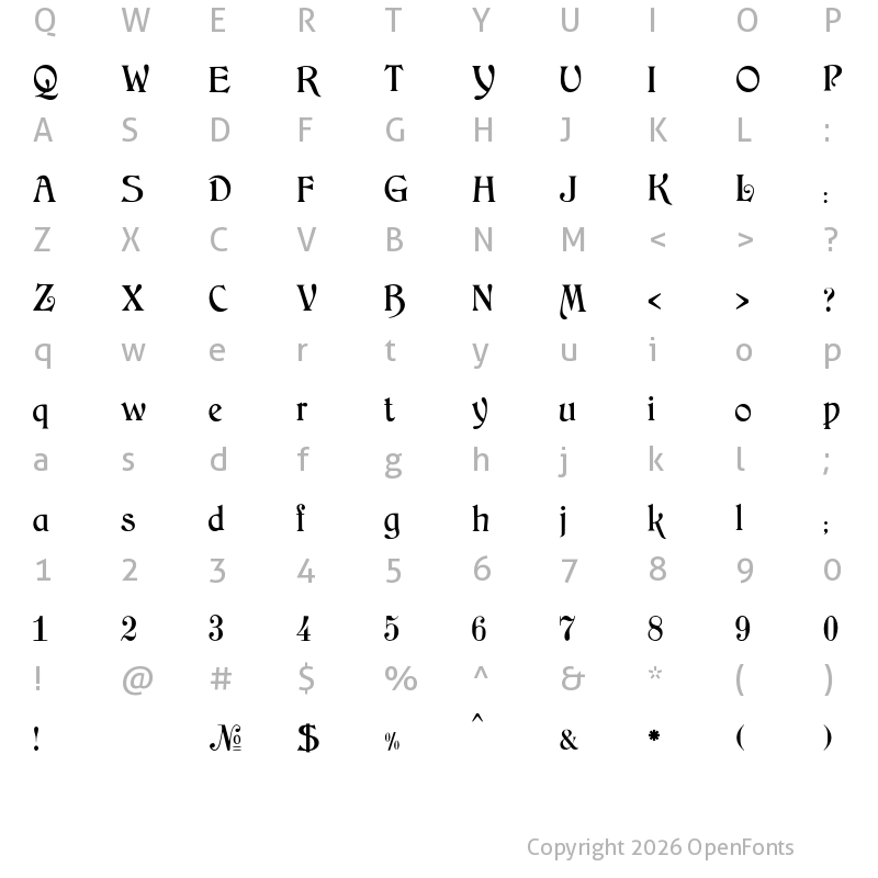 Character Map of JMH Arkham Regular