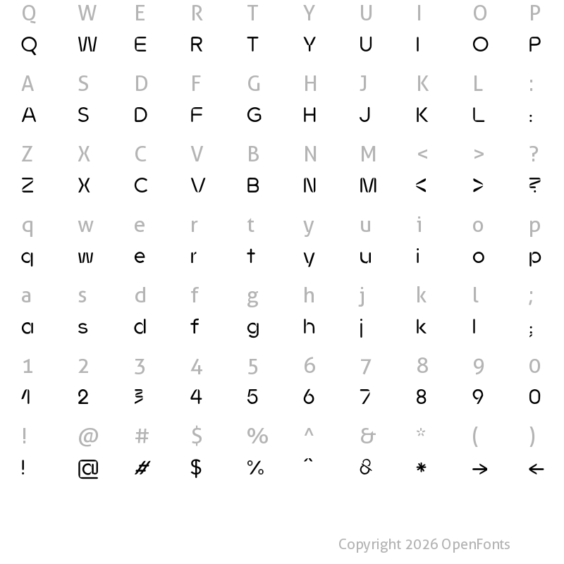 Character Map of JMH Ava Regular