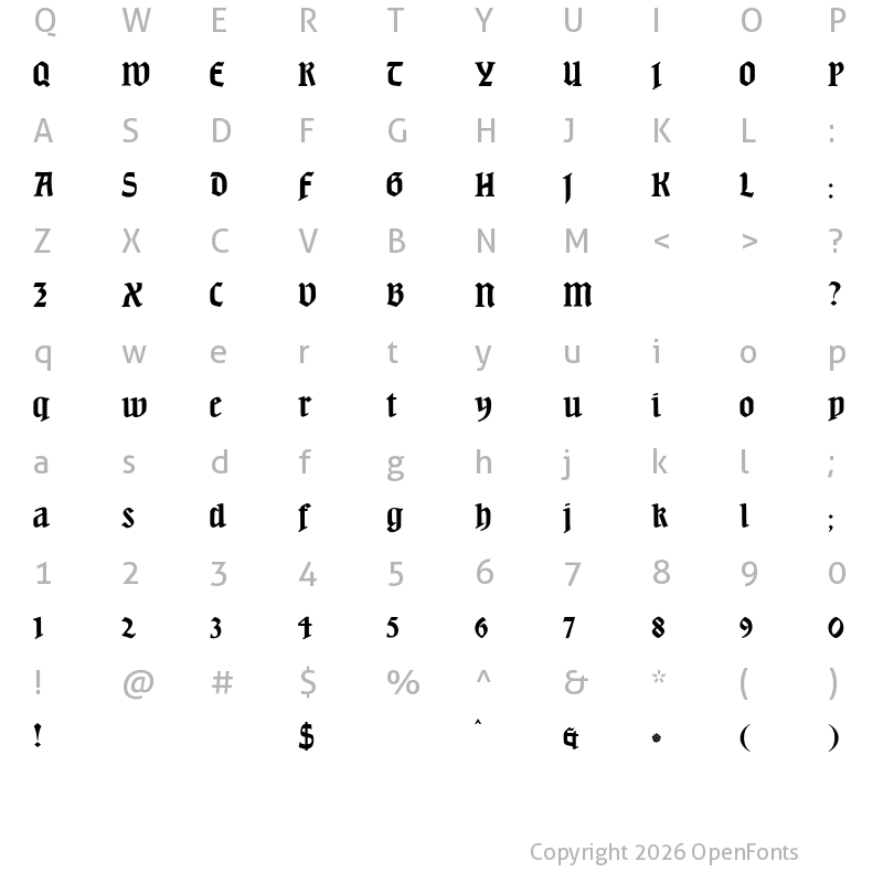 Character Map of JMH Beda Regular