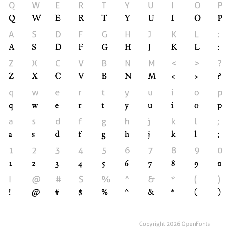 Character Map of JMH Espinosa Regular