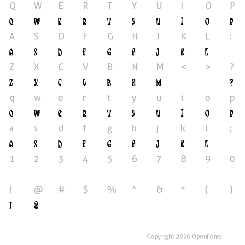 Character Map of JMH JENPAU Regular
